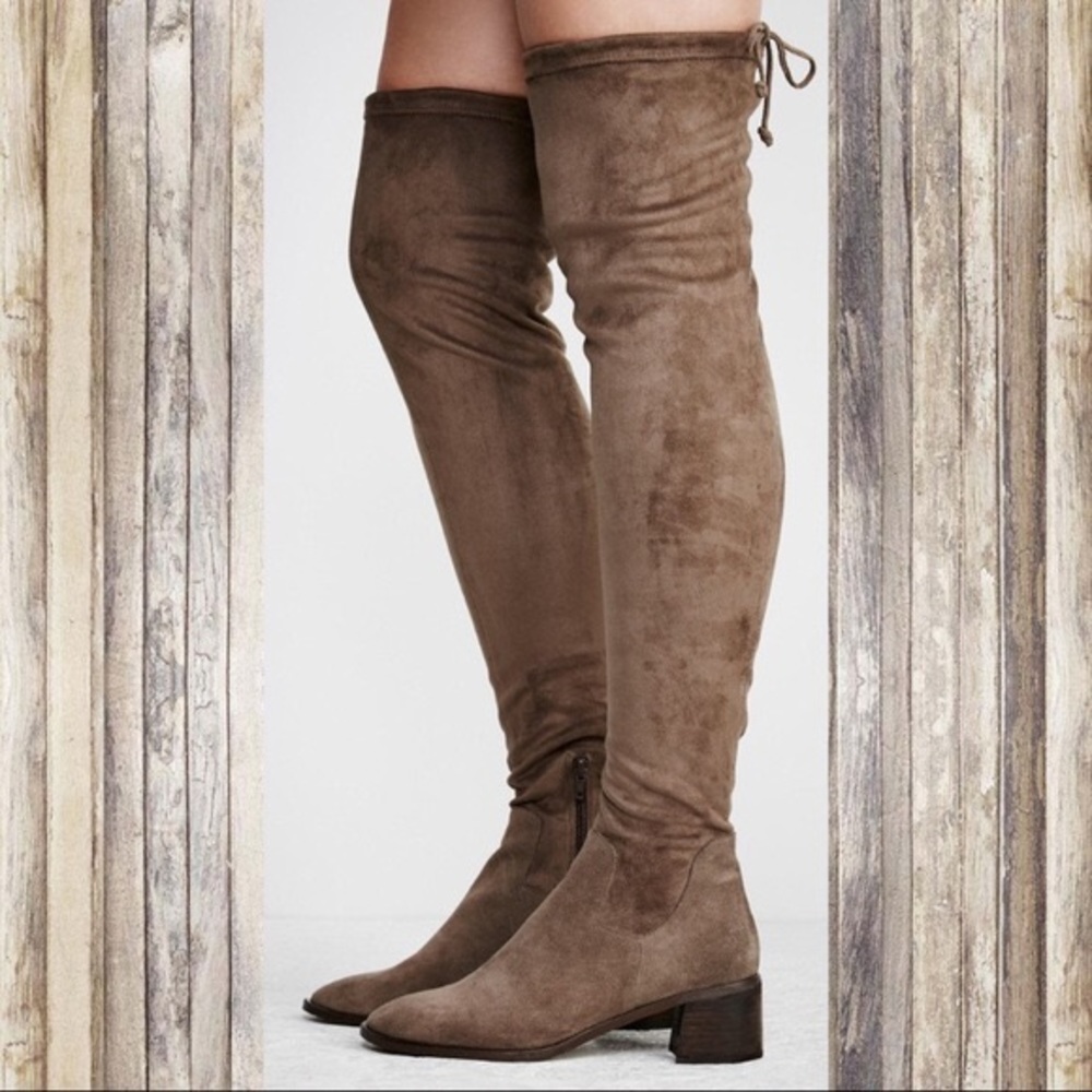 Free People Taupe Over the Knee Suede Boots Sz 40